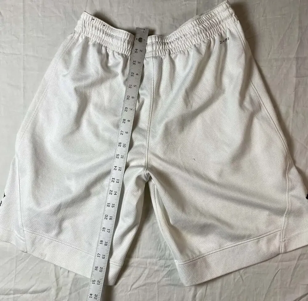 Nike Air Jordan Rise White/Black Mesh Basketball Shorts Size Large (1178)